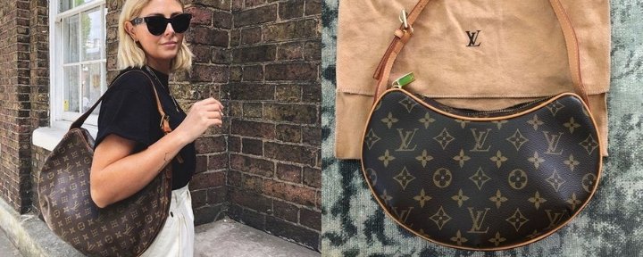 Louis Vuitton Croissant en traje de niña y cerrar