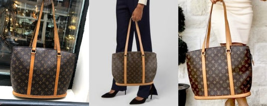Three photo's of the Louis Vuitton Babylone Tote in the classic Monogram canvas.