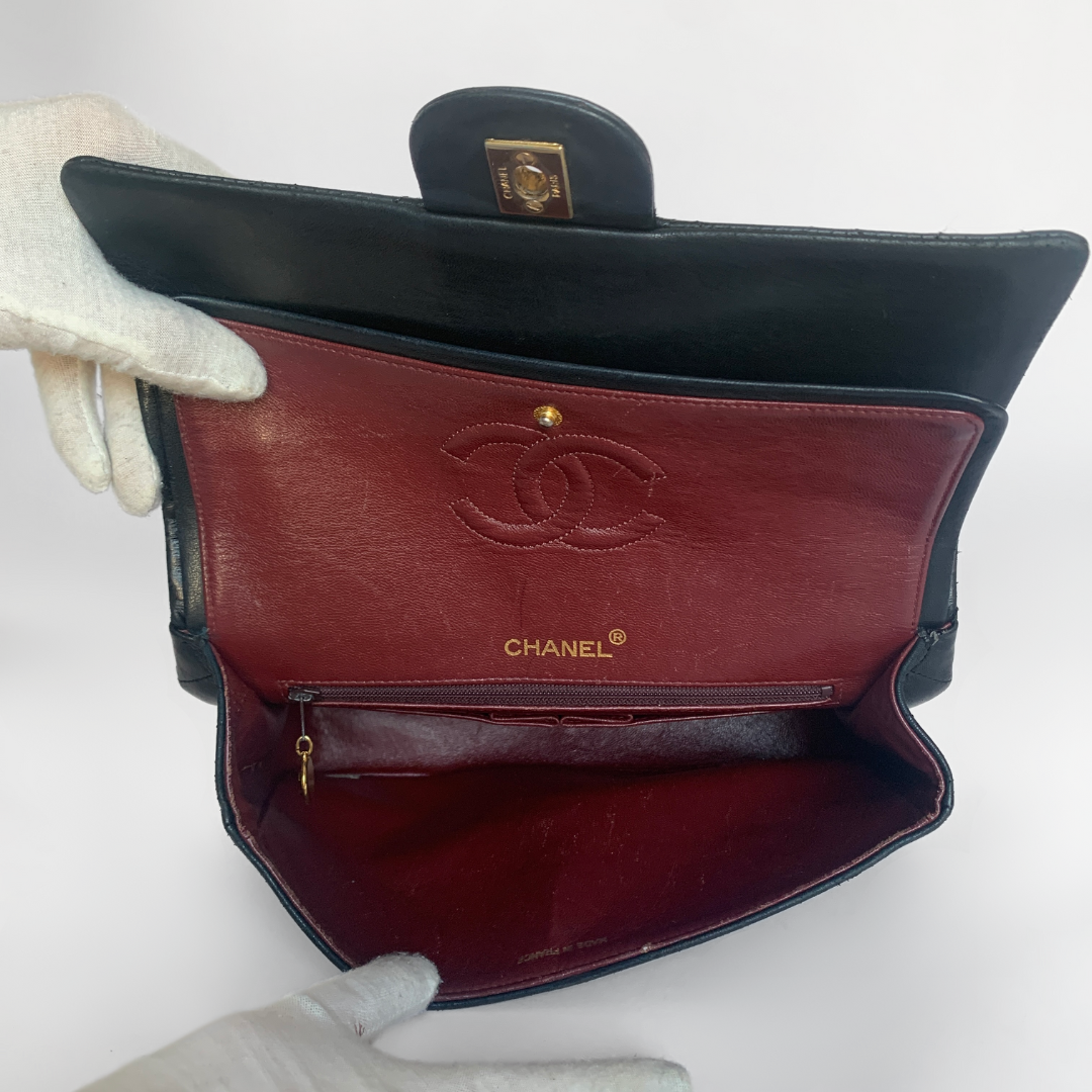 Chanel Chanel Doble clasica Flap Bag Bolsos de hombro de piel de cordero de tamaño mediano y alto Etoile Luxury Vintage