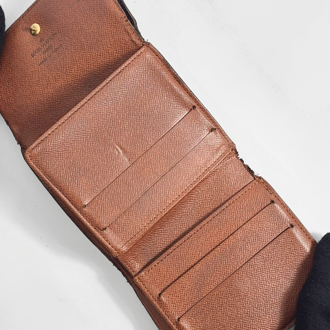 Brown leather wallet on a white background