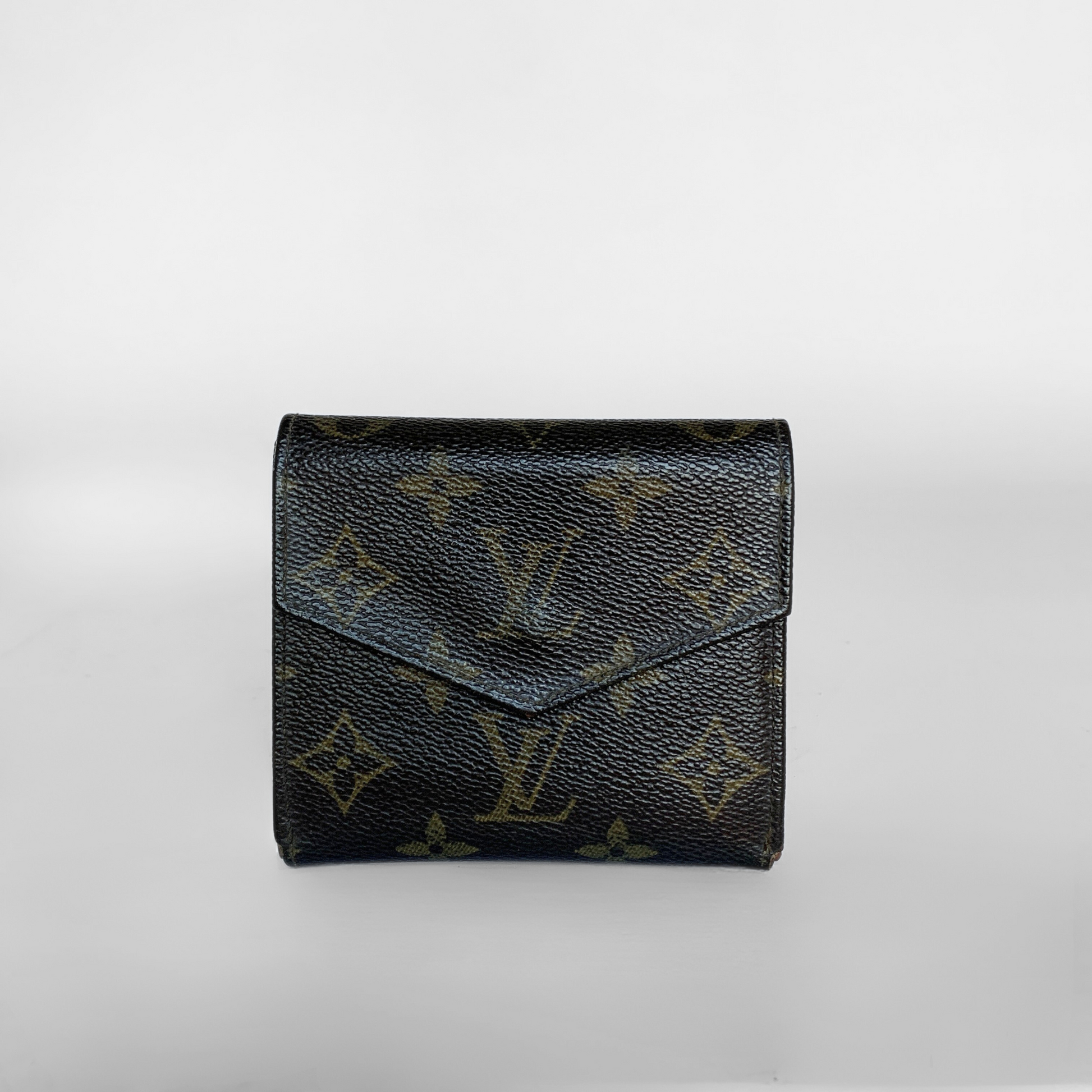 Louis Vuitton Geldbörse mit Monogrammmuster auf hellgrauem Hintergrund