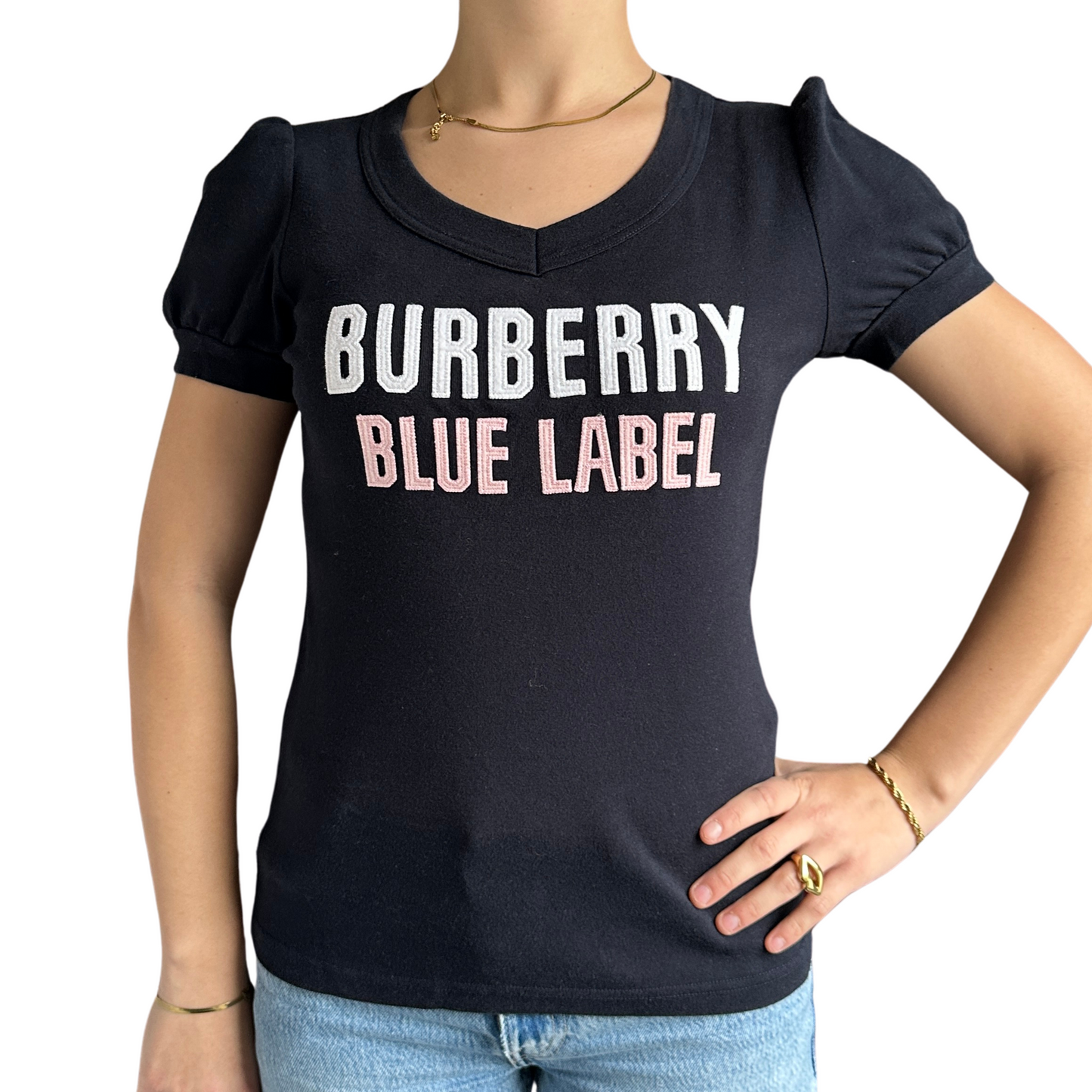 Burberry Burberry Logo-T-Shirt aus dunkelblauer Baumwolle - Kleidung - Etoile Luxury Vintage
