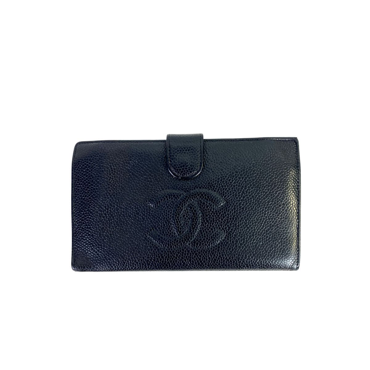 Chanel-Chanel CC Wallet Large Black in Caviar Leather-Vintage Chanel-Chanel Wallets-Etoile Luxury Vintage Amsterdam