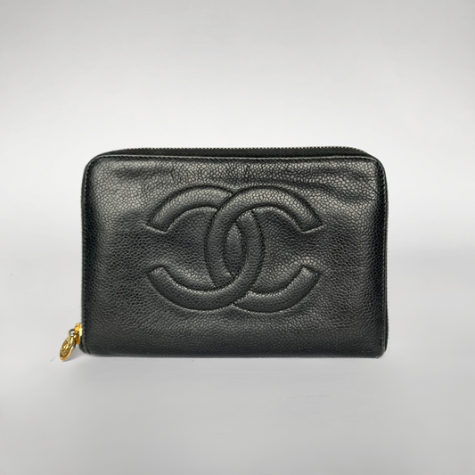 Chanel Chanel CC vetoketjullinen lompakko Suuri kaviaarinahkainen lompakko - Etoile Luxury Vintage