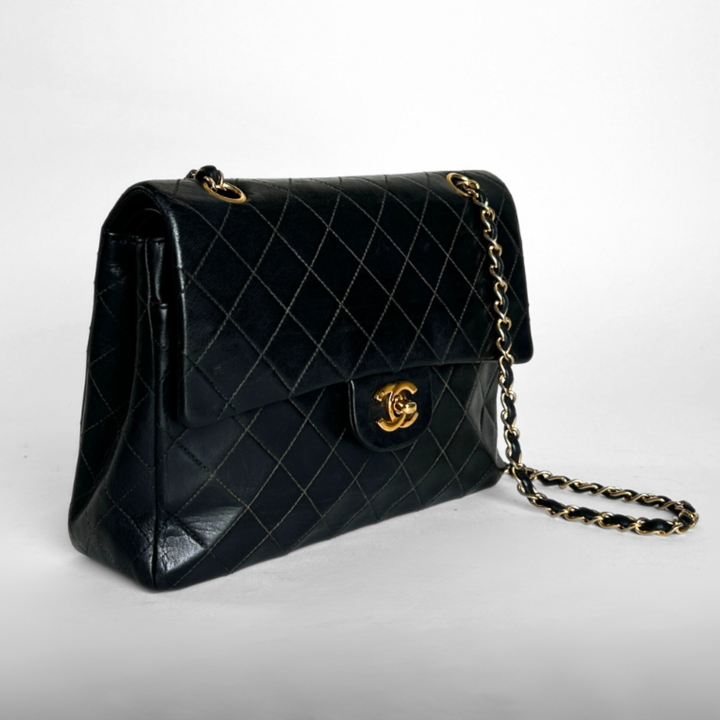 Chanel Chanel Firkantet dobbeltværelse Flap Bag Klassisk lammeskinds læder - skuldertaske - Etoile Luxury Vintage