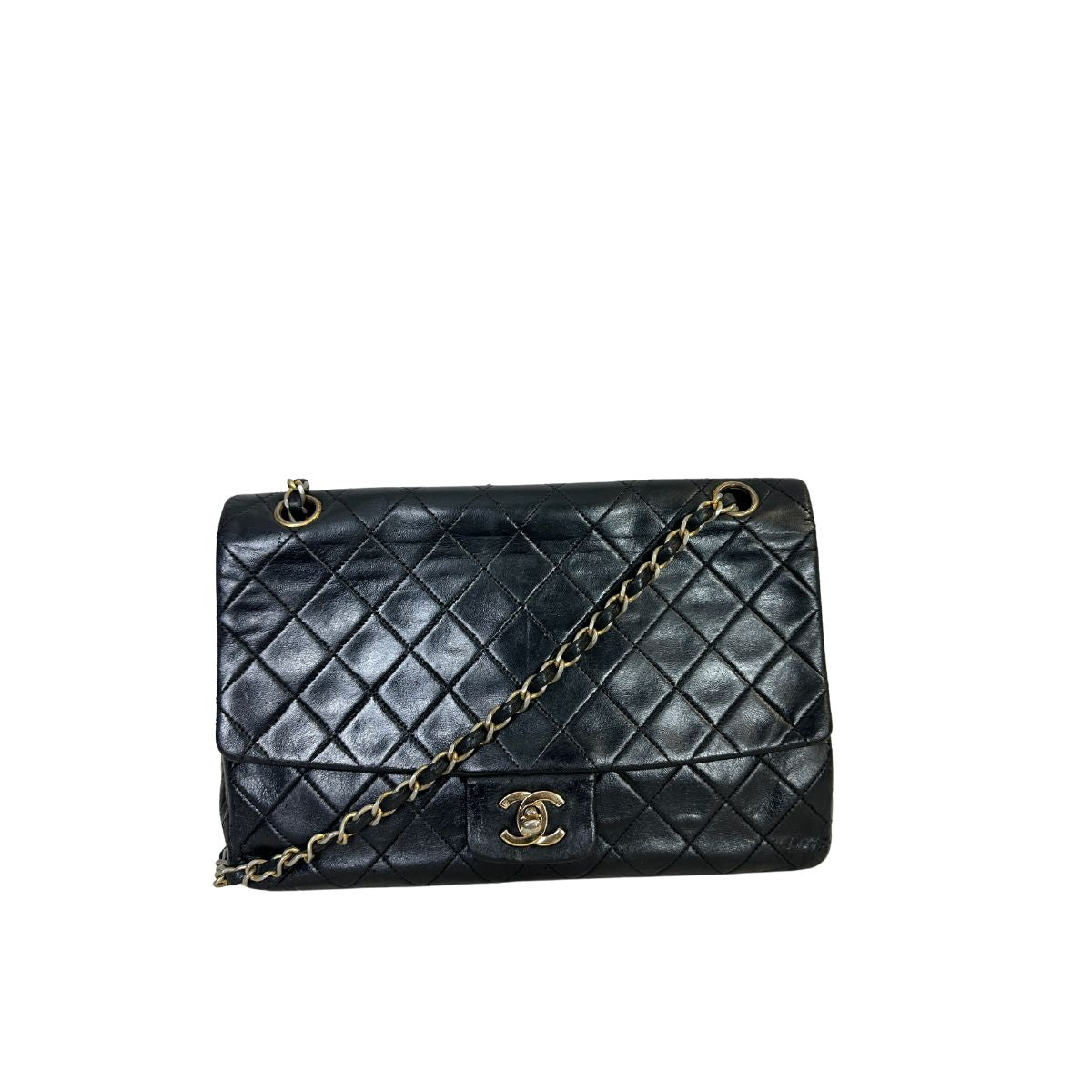 Chanel Vintage Black Quilted Lambskin CC Briefcase Gold Hardware