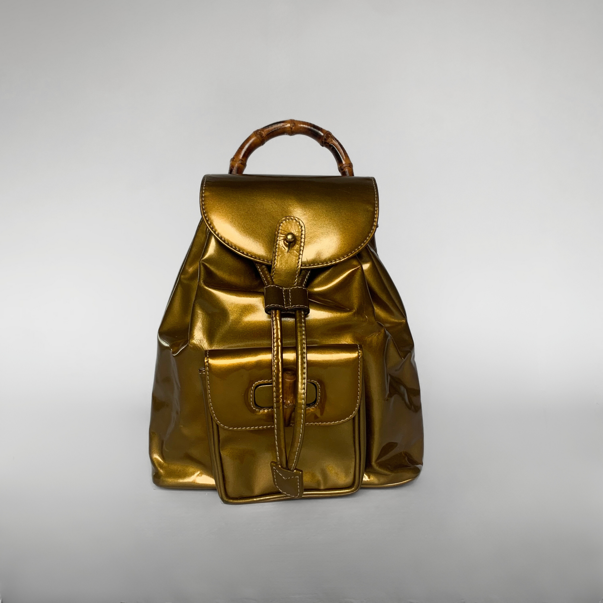 Gucci Gucci Bamboo Backpack Small Enamel Leather - Backpacks - Etoile Luxury Vintage