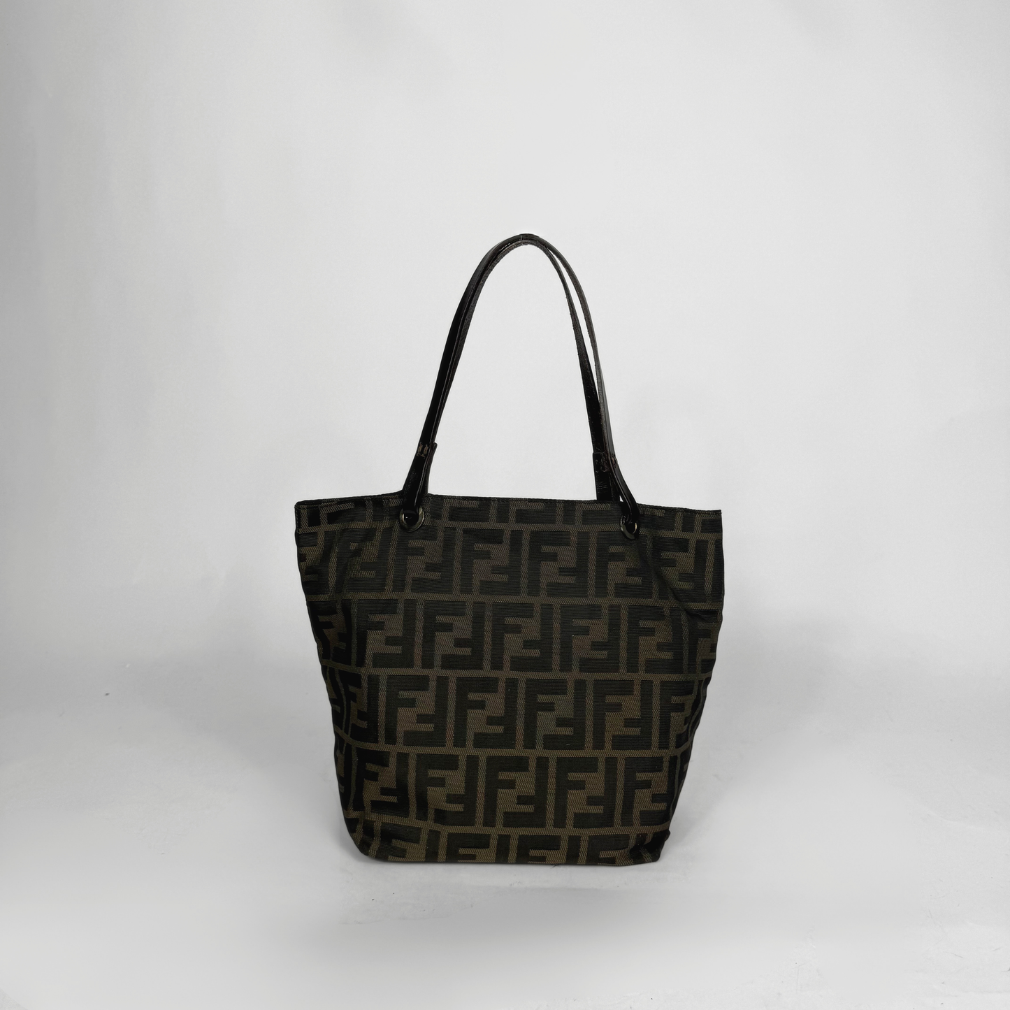 Black patterned tote bag on a white background