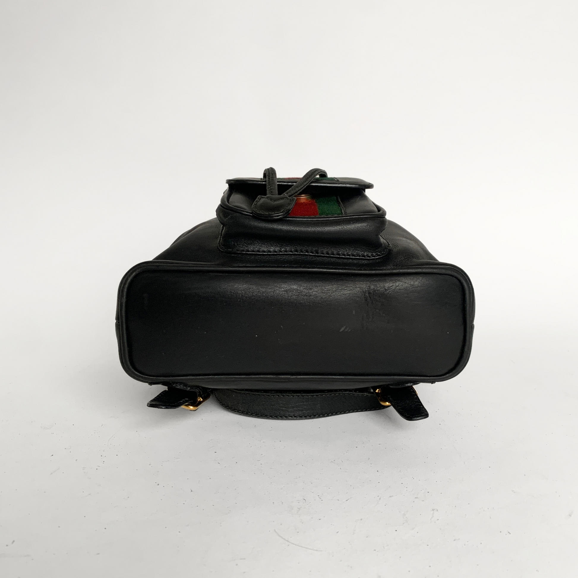 Black gucci backpack with top red and green stripe