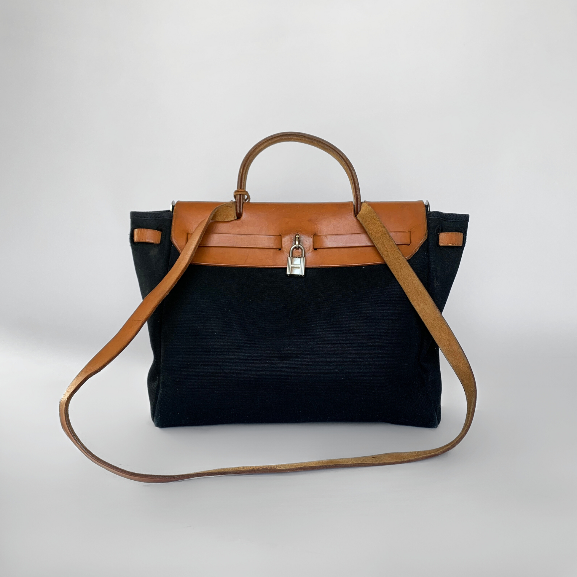 Herm&egrave;s Hermes Herbag Two-in-one Bag Canvas &amp; Leather - Handbags - Etoile Luxury Vintage