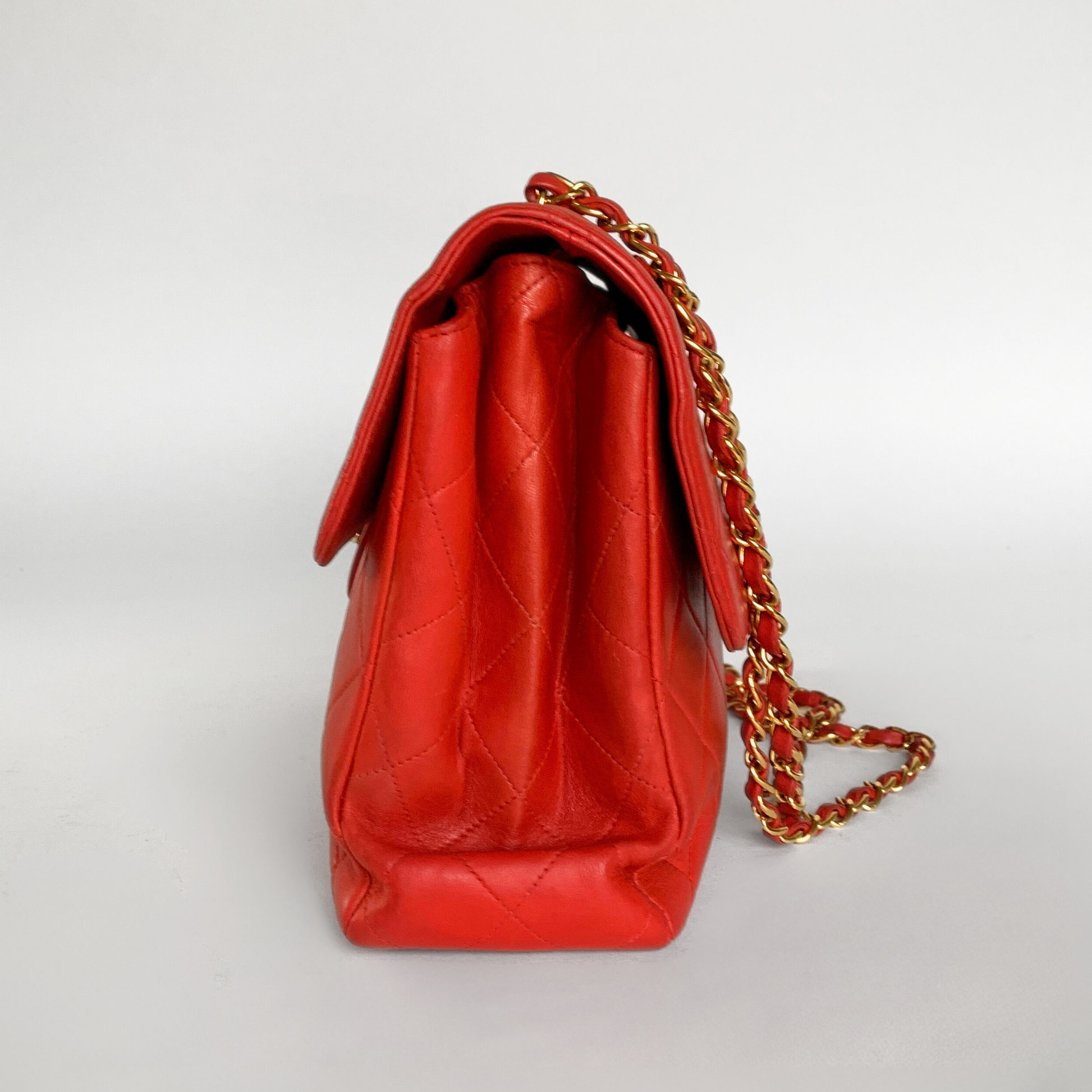 Chanel Bright Red 10 Double Flap Bag - Vintage Lux