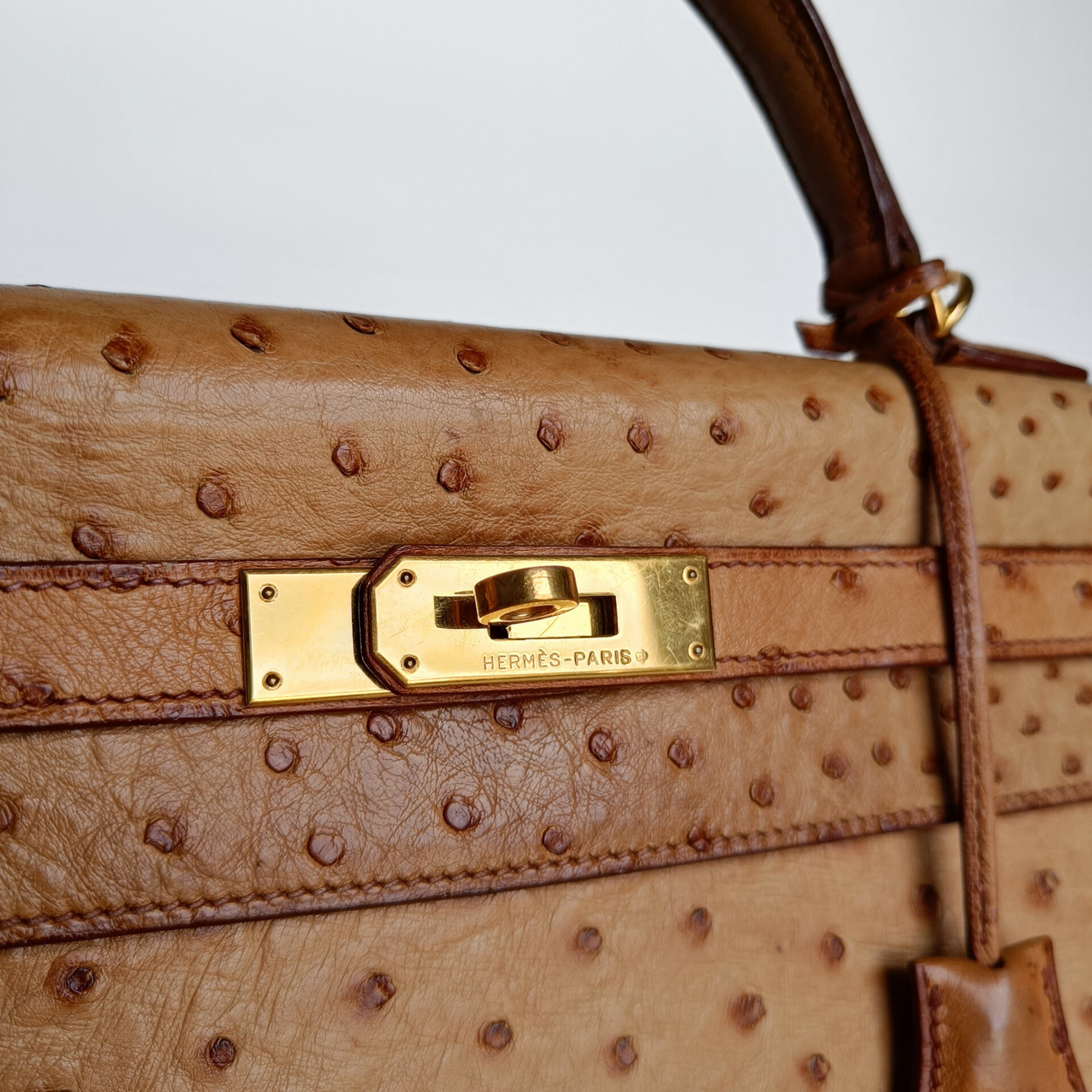 Herm s Kelly 32 Pelle di struzzo l toile de Saint Honor