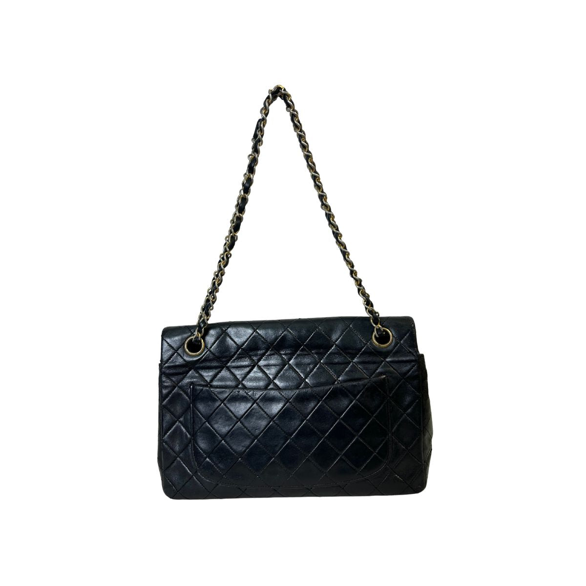 Chanel So Black Classic Double Flap Bag Quilted Shiny Crumpled Calfskin  Medium