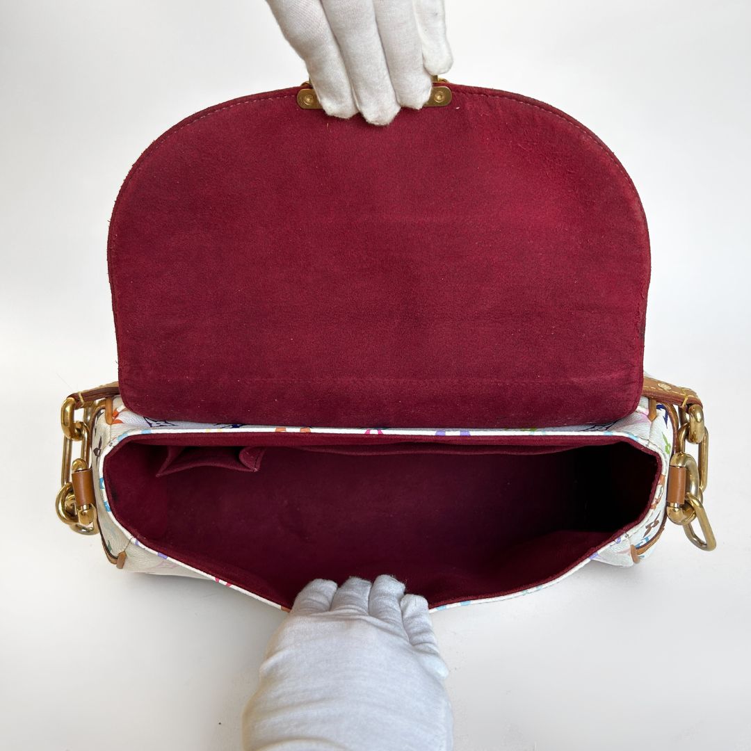 Louis+Vuitton+Red+Interior+Shoulder+Bag+Multicolor+Canvas for sale online