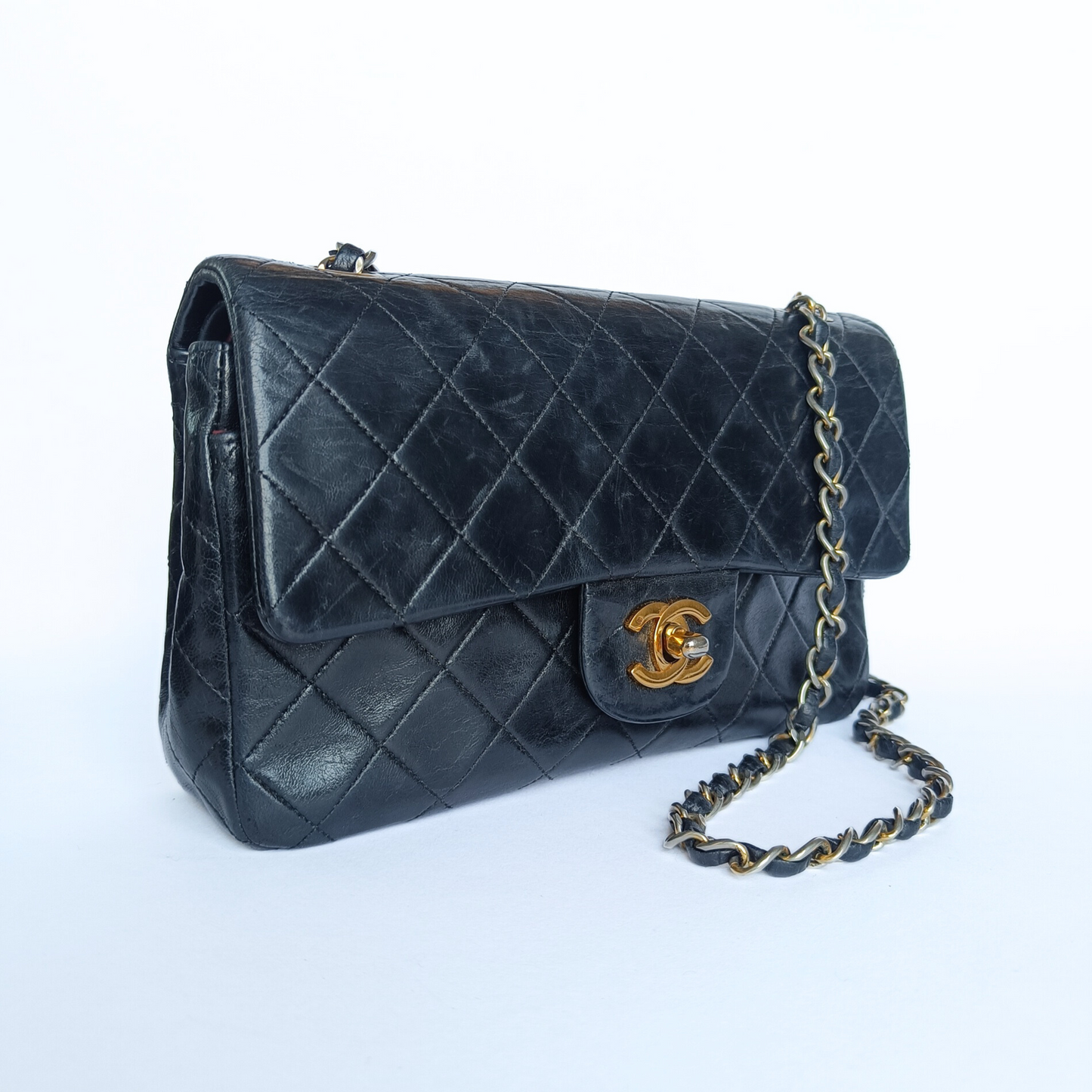 Chanel Chanel Doble clasica Flap Bag Piel de cordero pequeña - Bolso bandolera - Etoile Luxury Vintage
