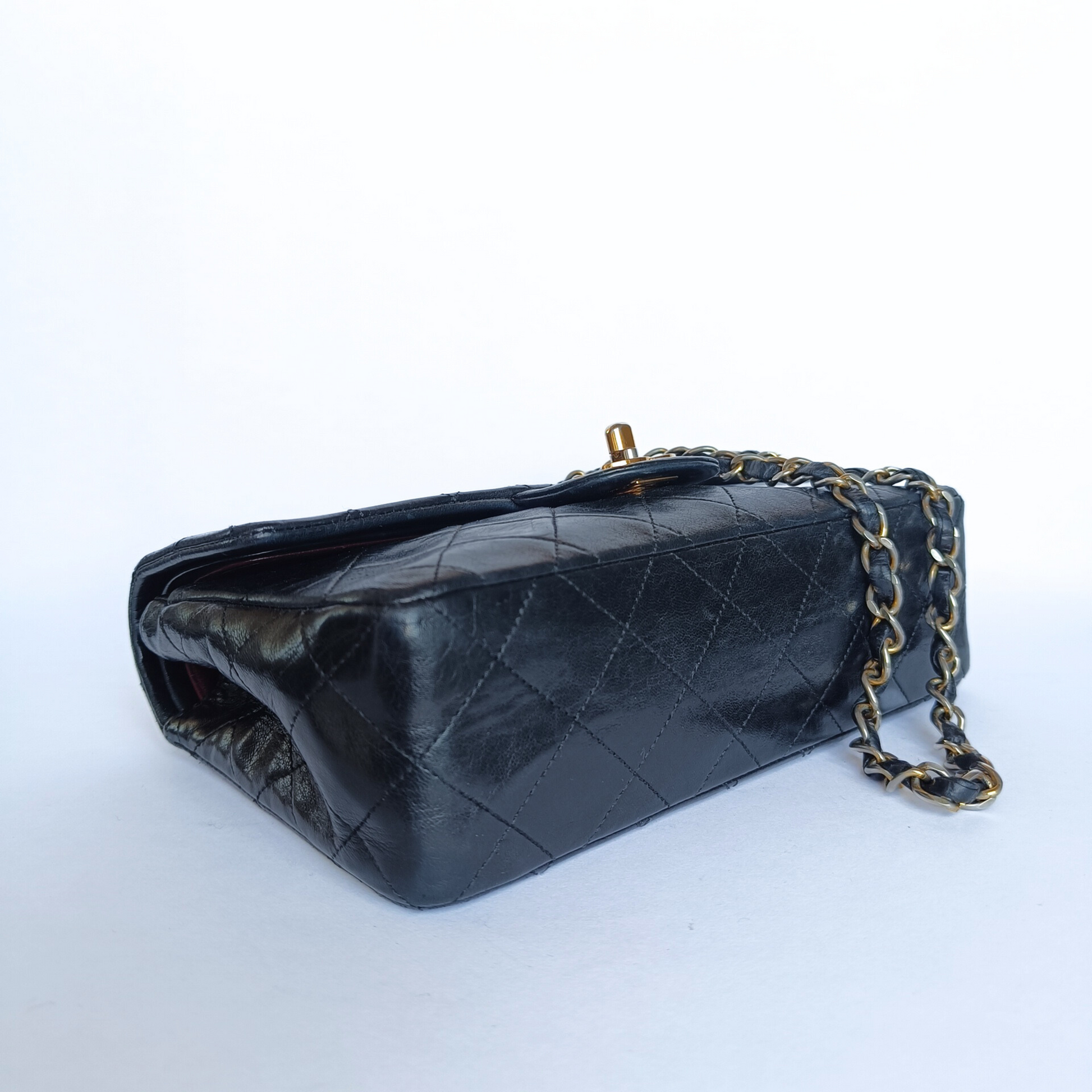 CHANEL Vintage Classic Double Flap Bag in Black Lambskin