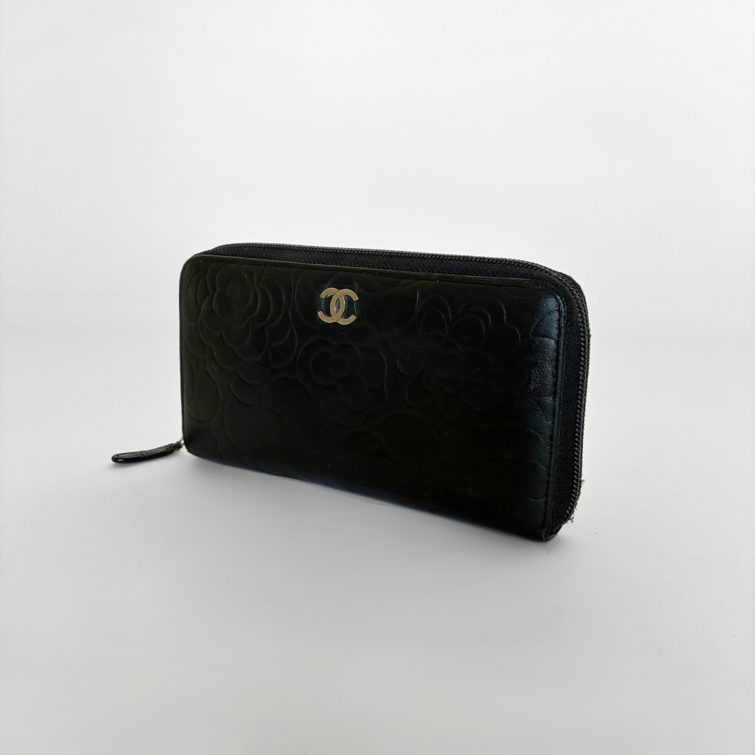Chanel Camelia Wallet Large Lambskin Leather