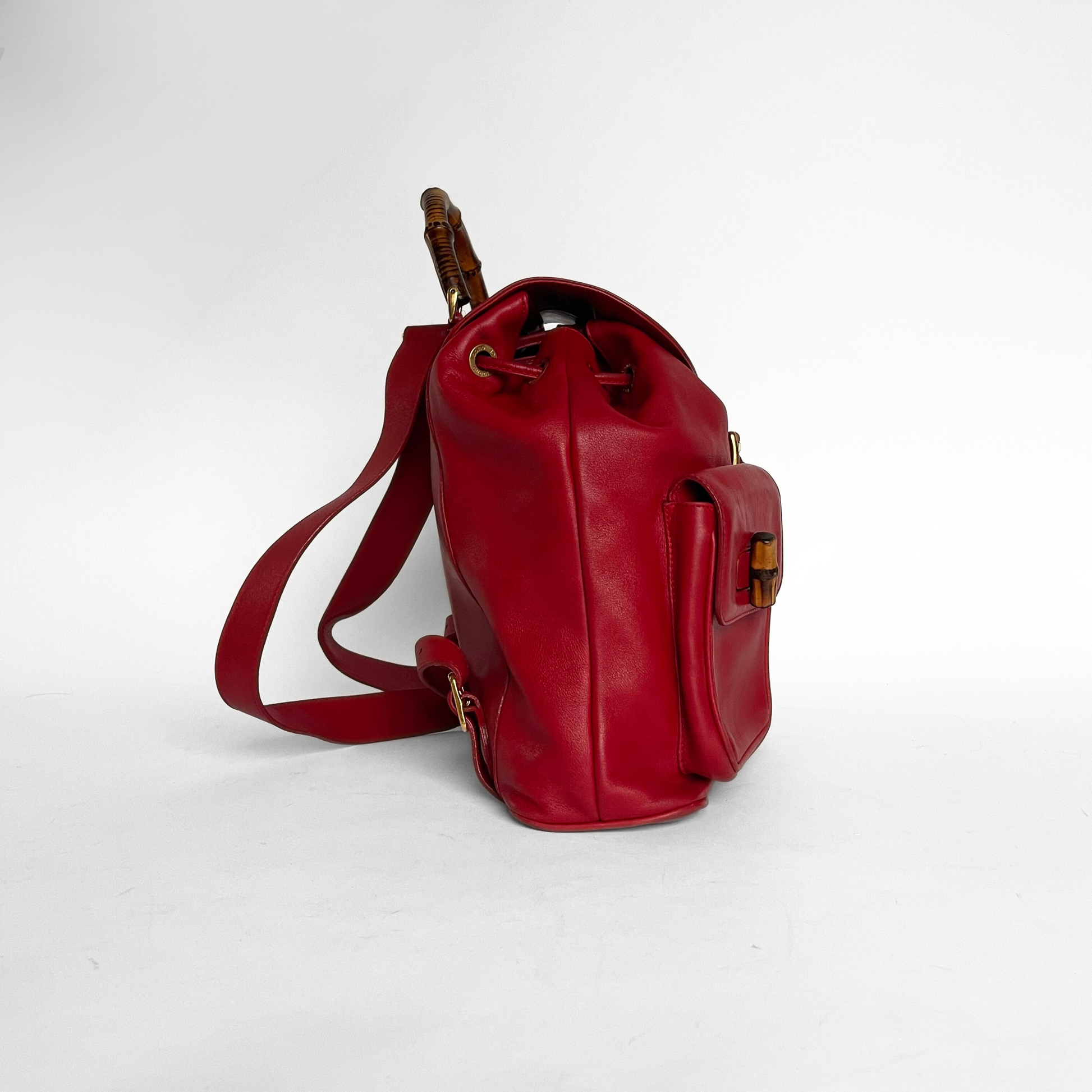 Red leather gucci backpack sales