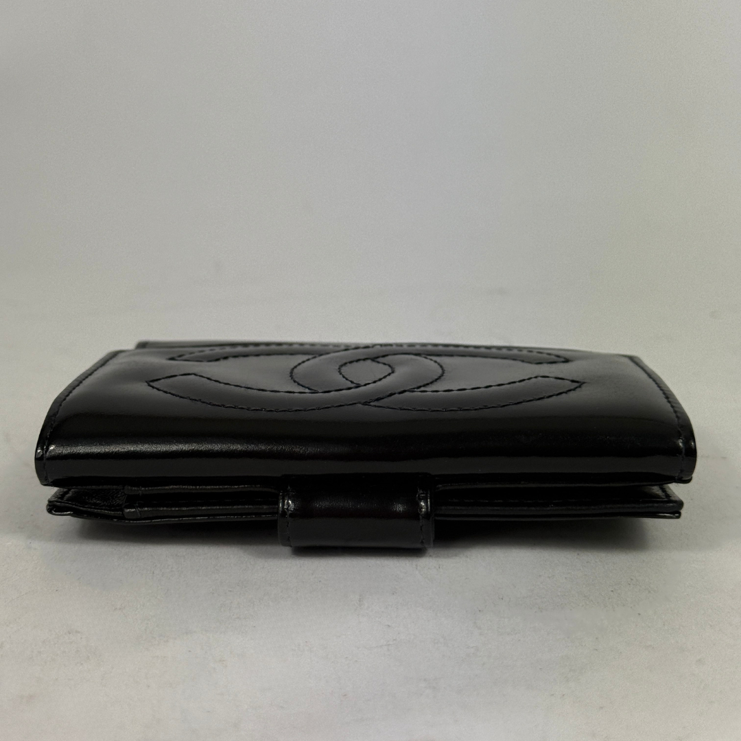 Chanel Black Patent Leather CC Wallet