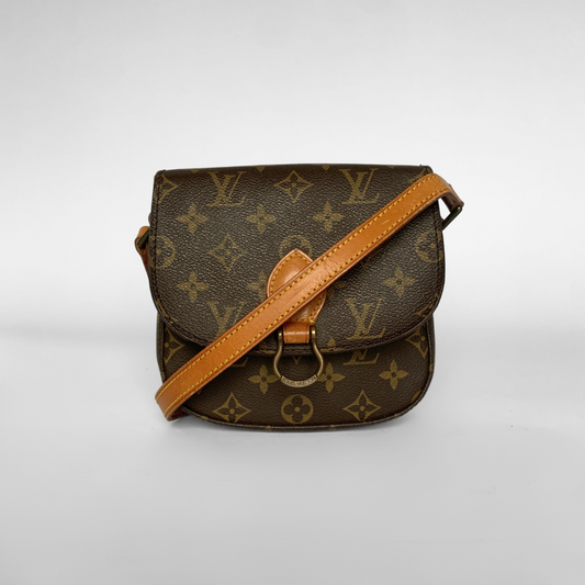 Louis Vuitton monogram handbag on a light gray background
