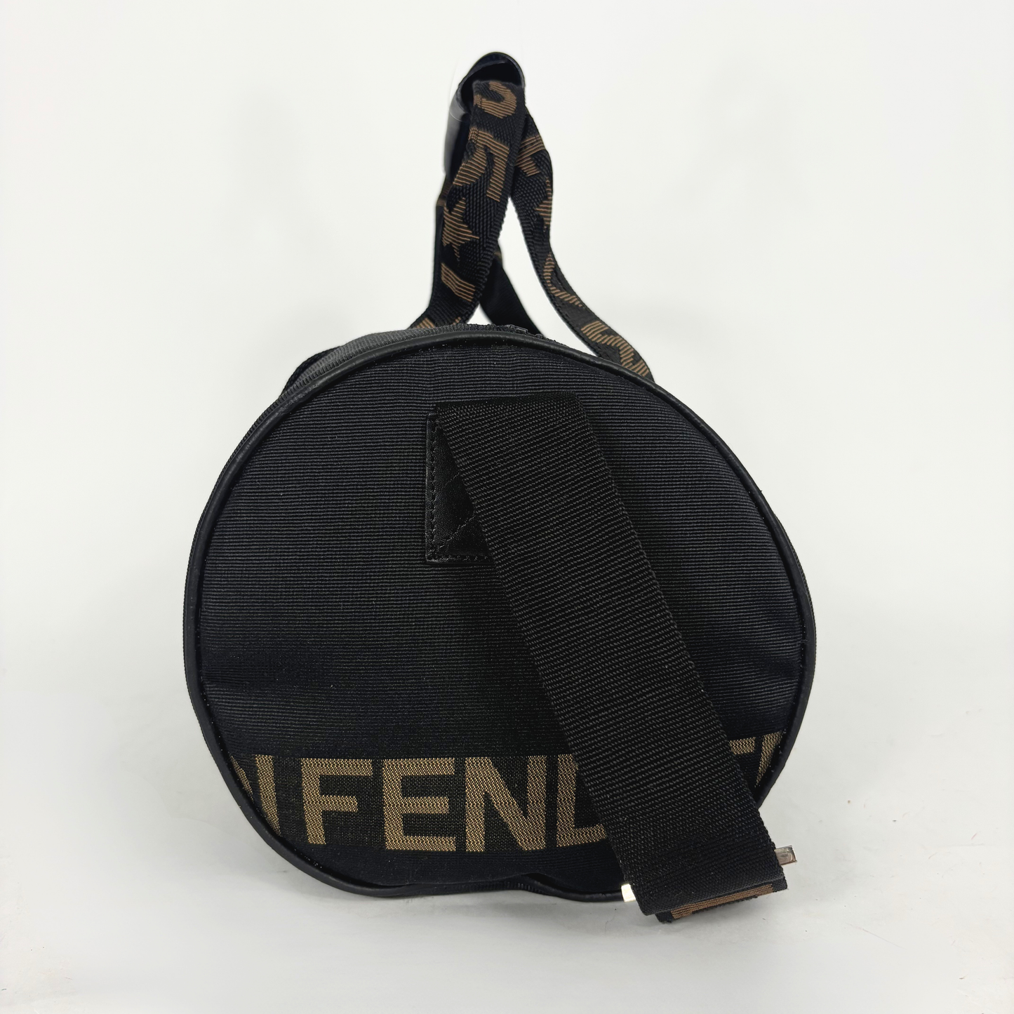Black bag with a strap on a white background