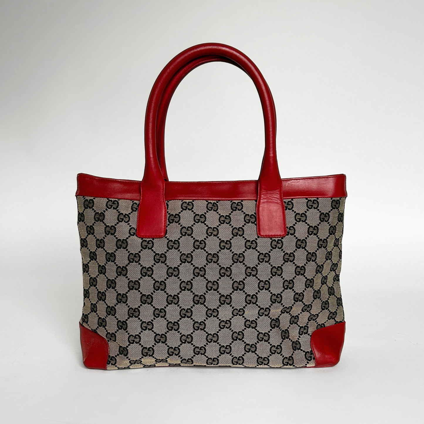 Gucci Rote Einkaufstasche mit Monogramm-Leinwand
