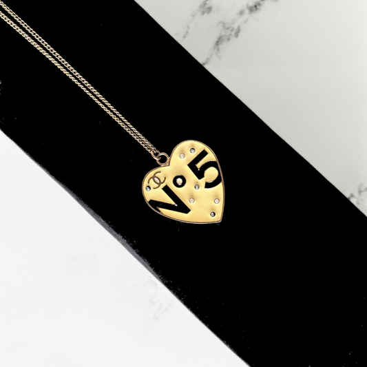 Chanel Chanel 5 Heart Logo Necklace Gold Plated - Necklaces - Etoile Luxury Vintage