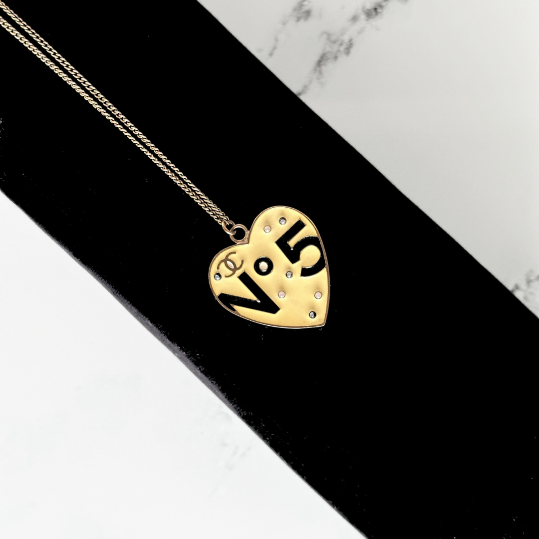 Chanel Chanel 5 Heart Logo Necklace Gold Plated - Jewelry - Etoile Luxury Vintage