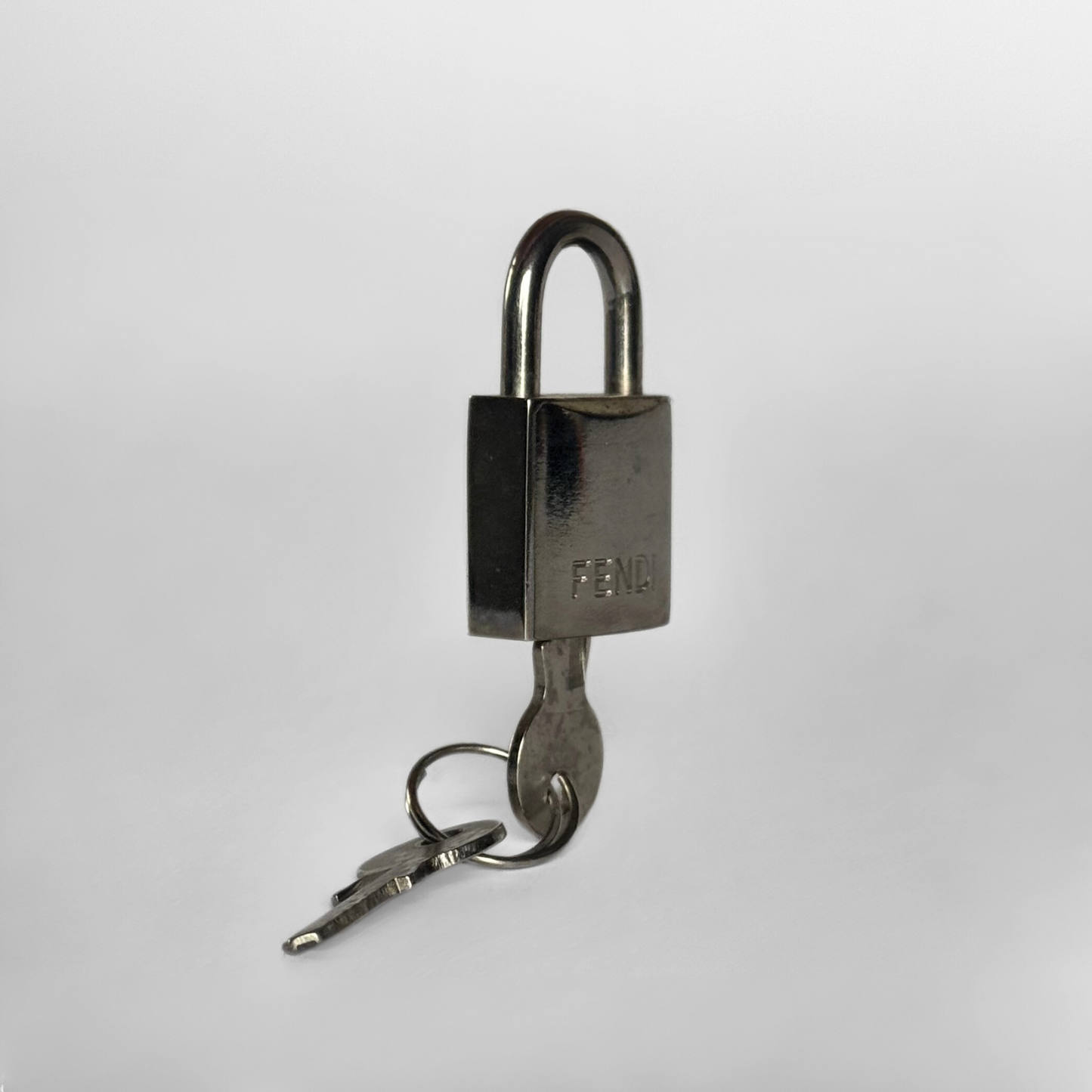 Fendi Lock With Key Silver Metal