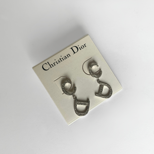 Dior Dior Rhinestone Silver Earrings - Accessoires - Etoile Luxury Vintage