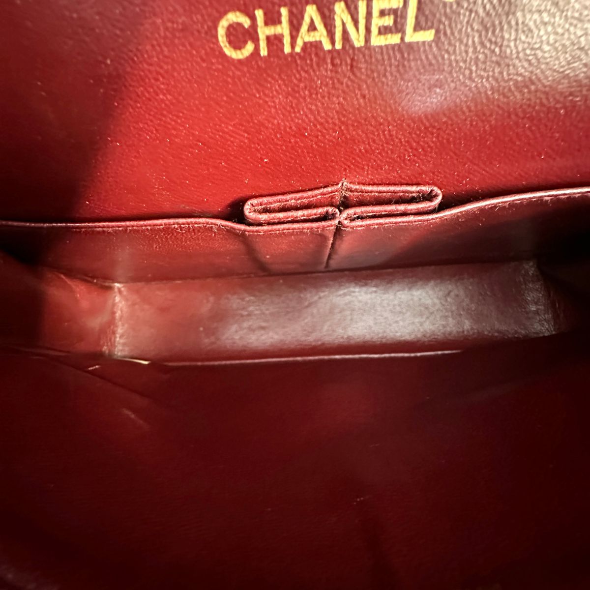 Chanel Red Quilted Crinkled Calfskin Caviar Leather CC Flap Bag