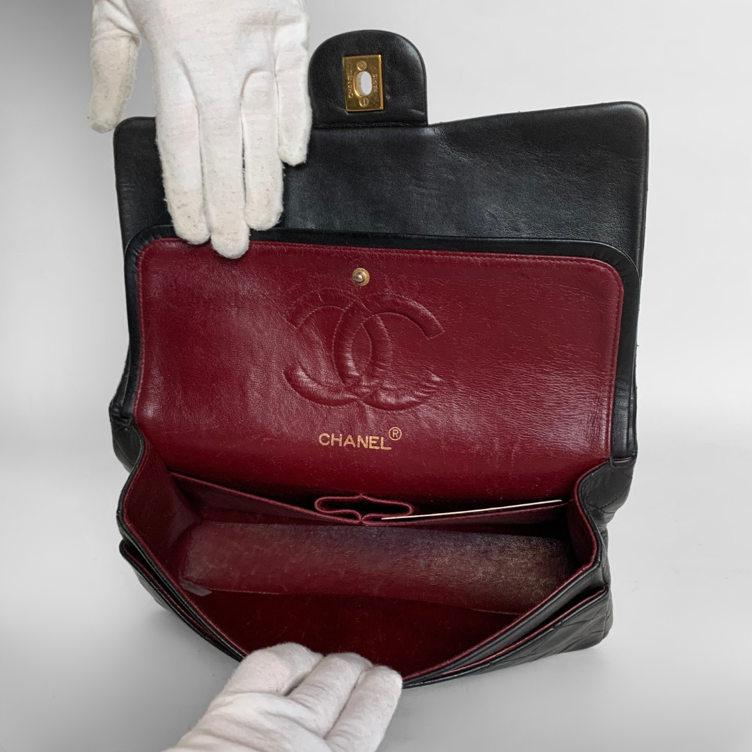 Chanel Mellem dobbelt Classic Flap Bag Lammeskind læder
