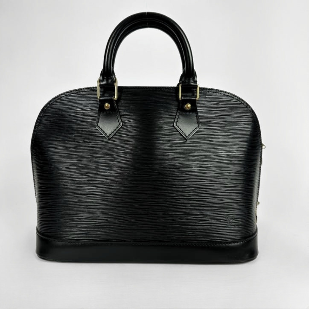 Louis Vuitton Alma in Black Epi Leather on a white
