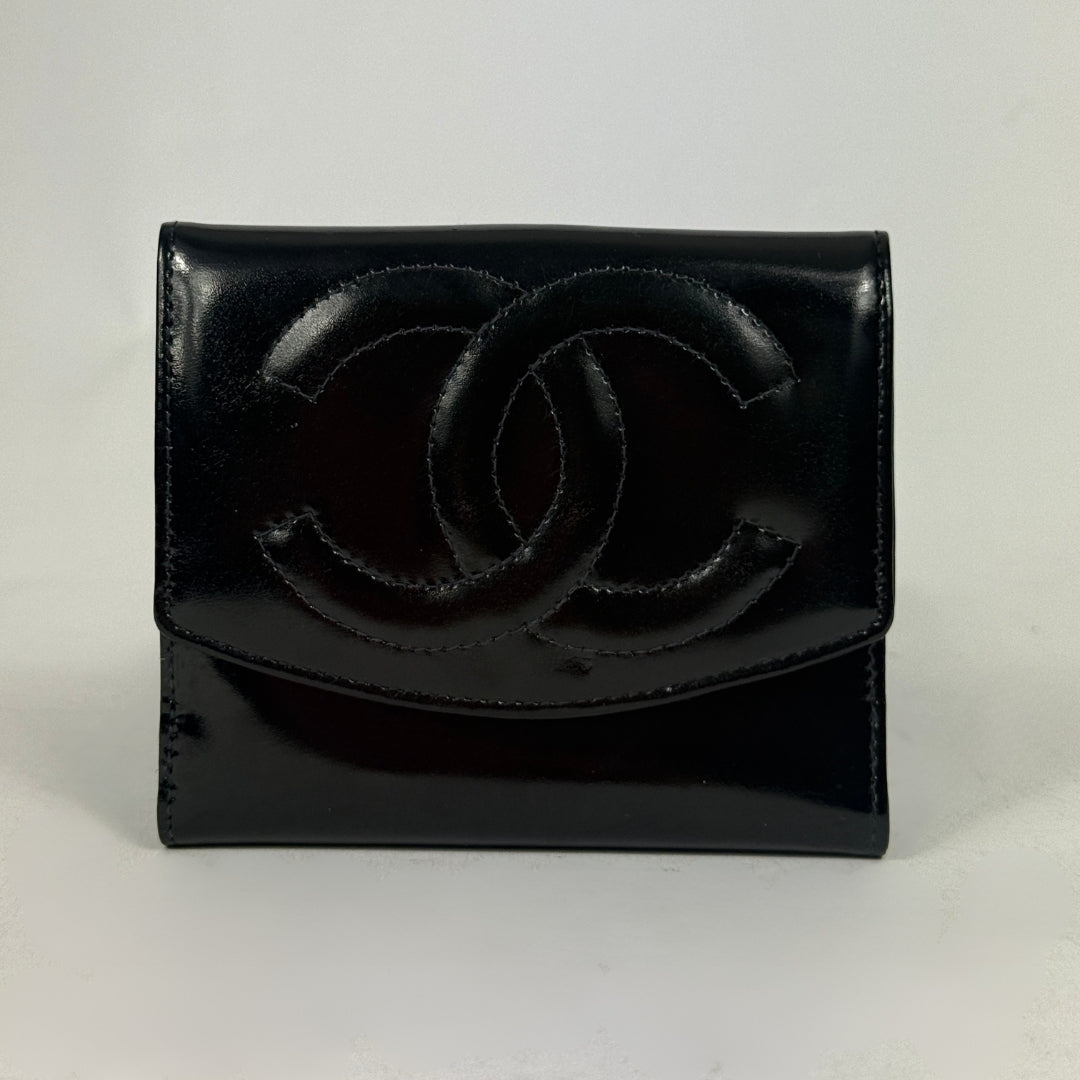 Chanel Black Patent Leather CC Wallet