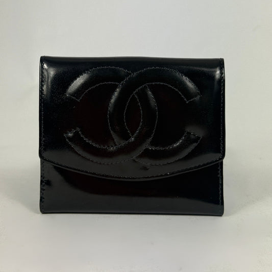Chanel Black Patent Leather CC Wallet