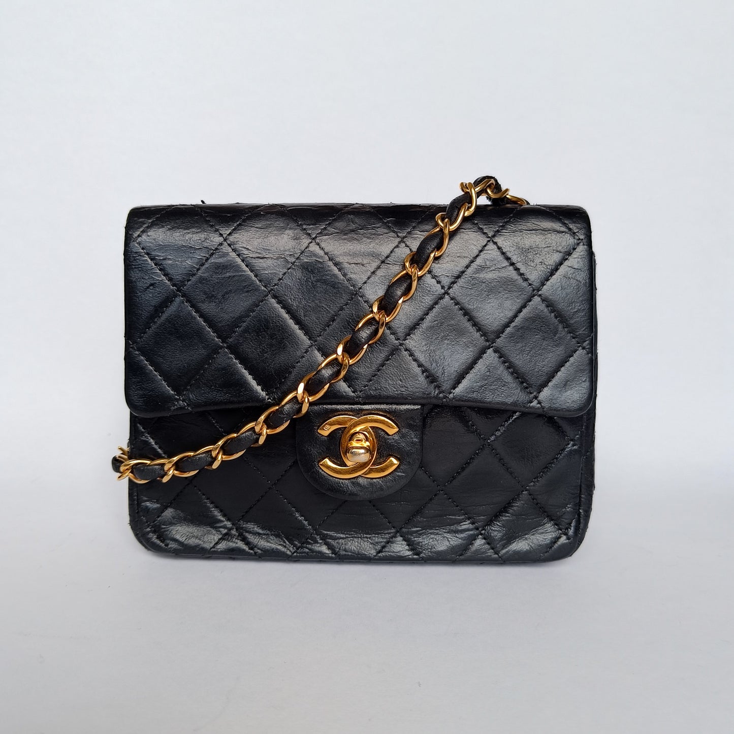 CHANEL Lambskin Quilted Mini Square Flap Black 167493