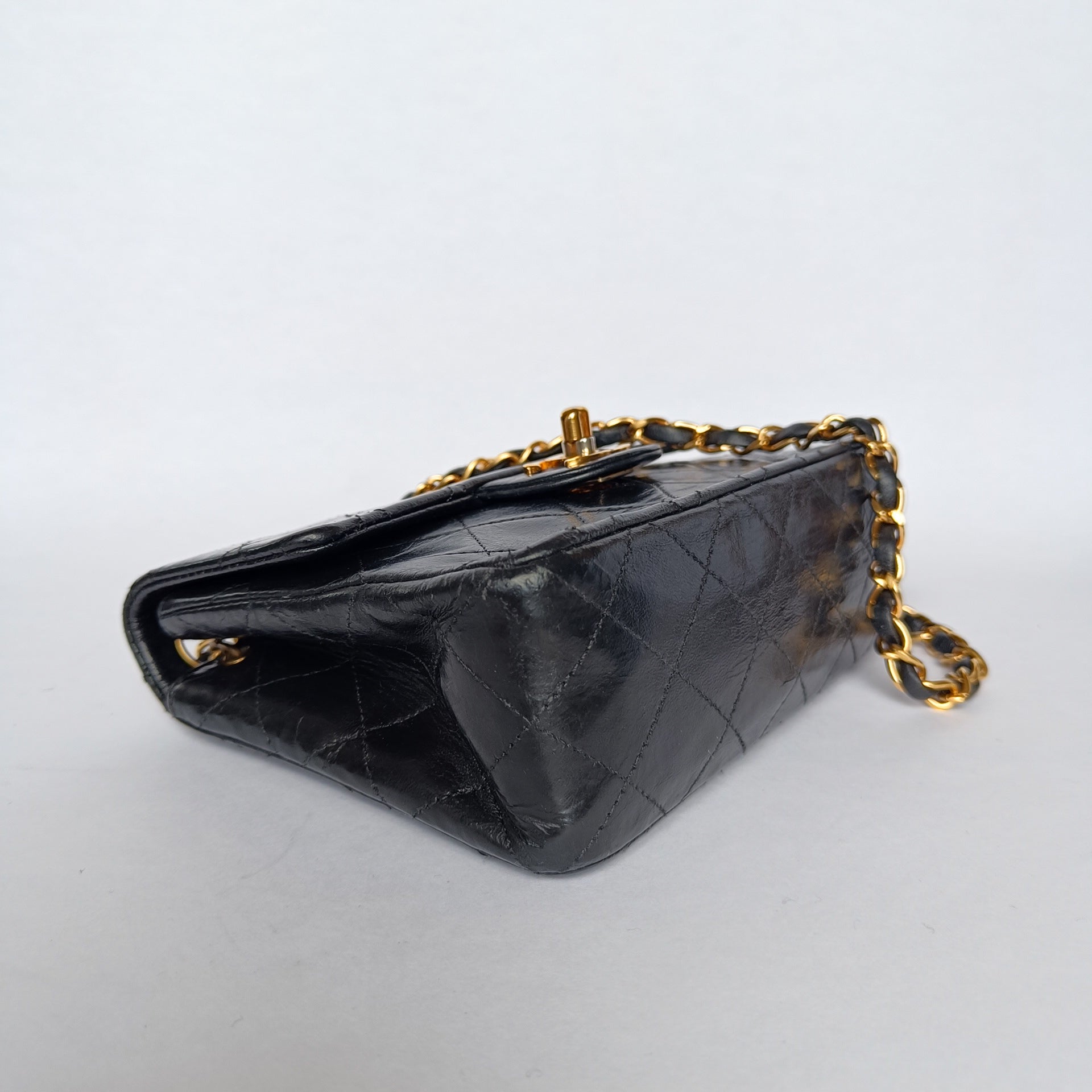 Chanel Patent Mini Square Classic Single Flap Bag - Black
