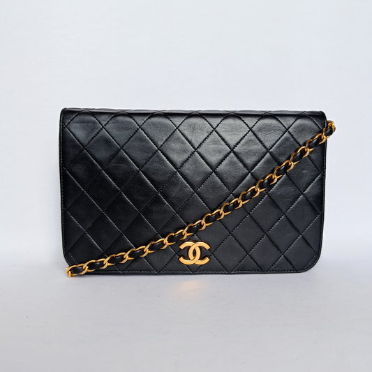 Chanel Vintage Chanel Black Quilted Leather Shoulder Flap Bag Large