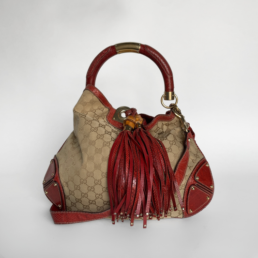 Gucci Gucci Shoulder Python Monogram Canvas - Handväskor - Etoile Luxury Vintage