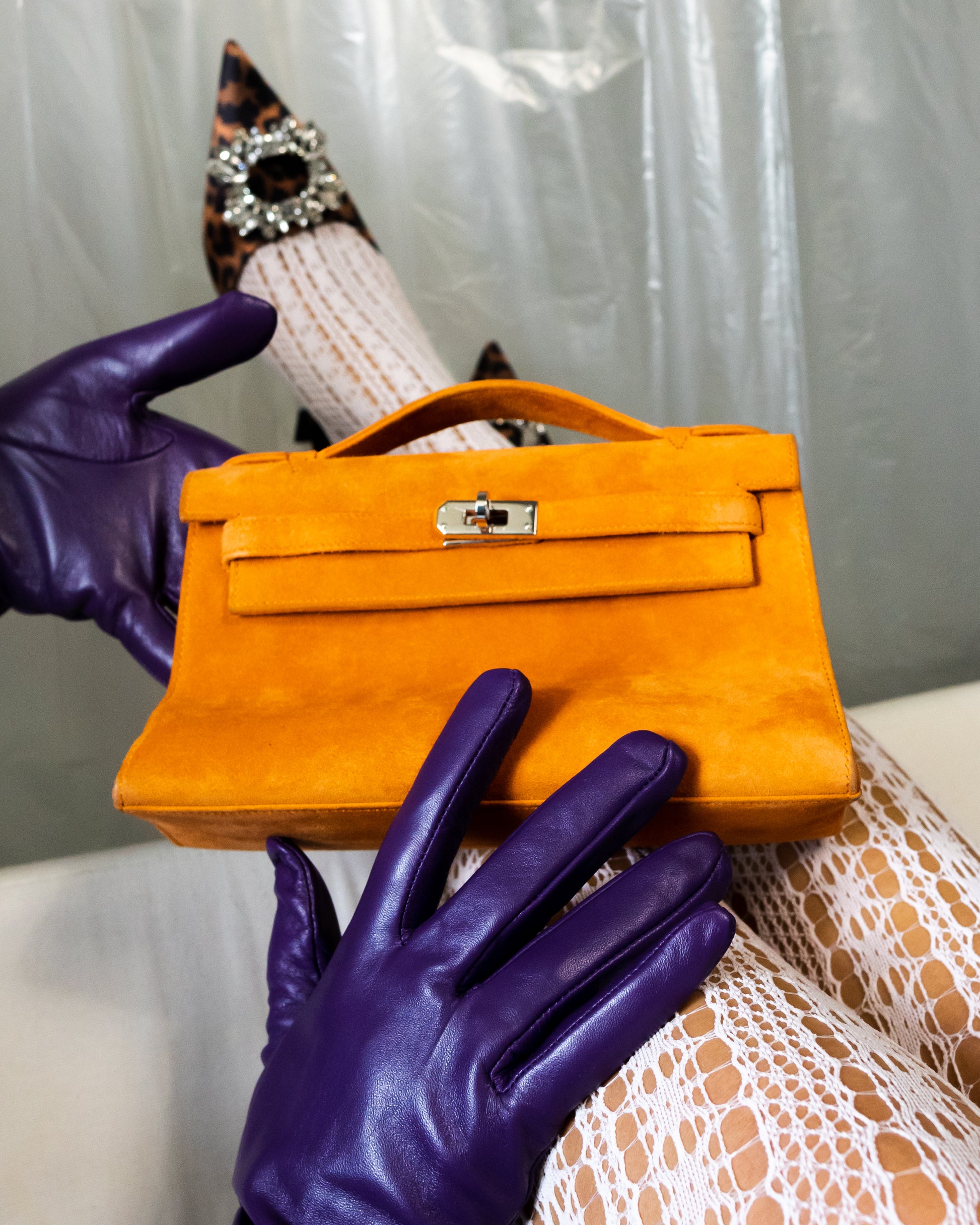 Hermes Kelly 20 cm small model handbag in purple leather