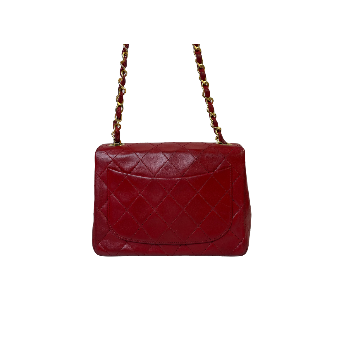 Chanel Vintage Chanel 8 Flap Red Quilted Leather Shoulder Mini Bag
