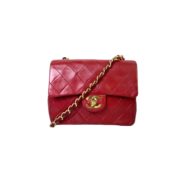 A RED LAMBSKIN LEATHER MEDIUM DOUBLE FLAP BAG WITH SILVER HARDWARE, CHANEL,  2005-2006